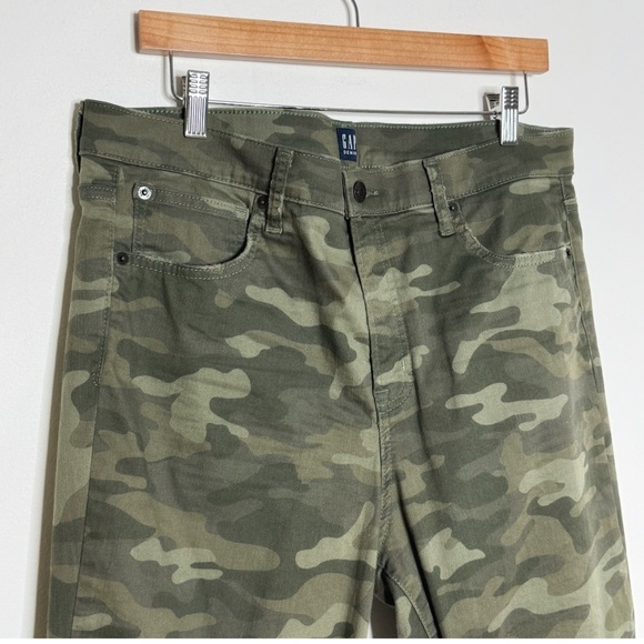 NEW GAP Jeans High Rise True Skinny Ankle Camo Stretch Raw Hem Size 16/33 - Picture 4 of 11